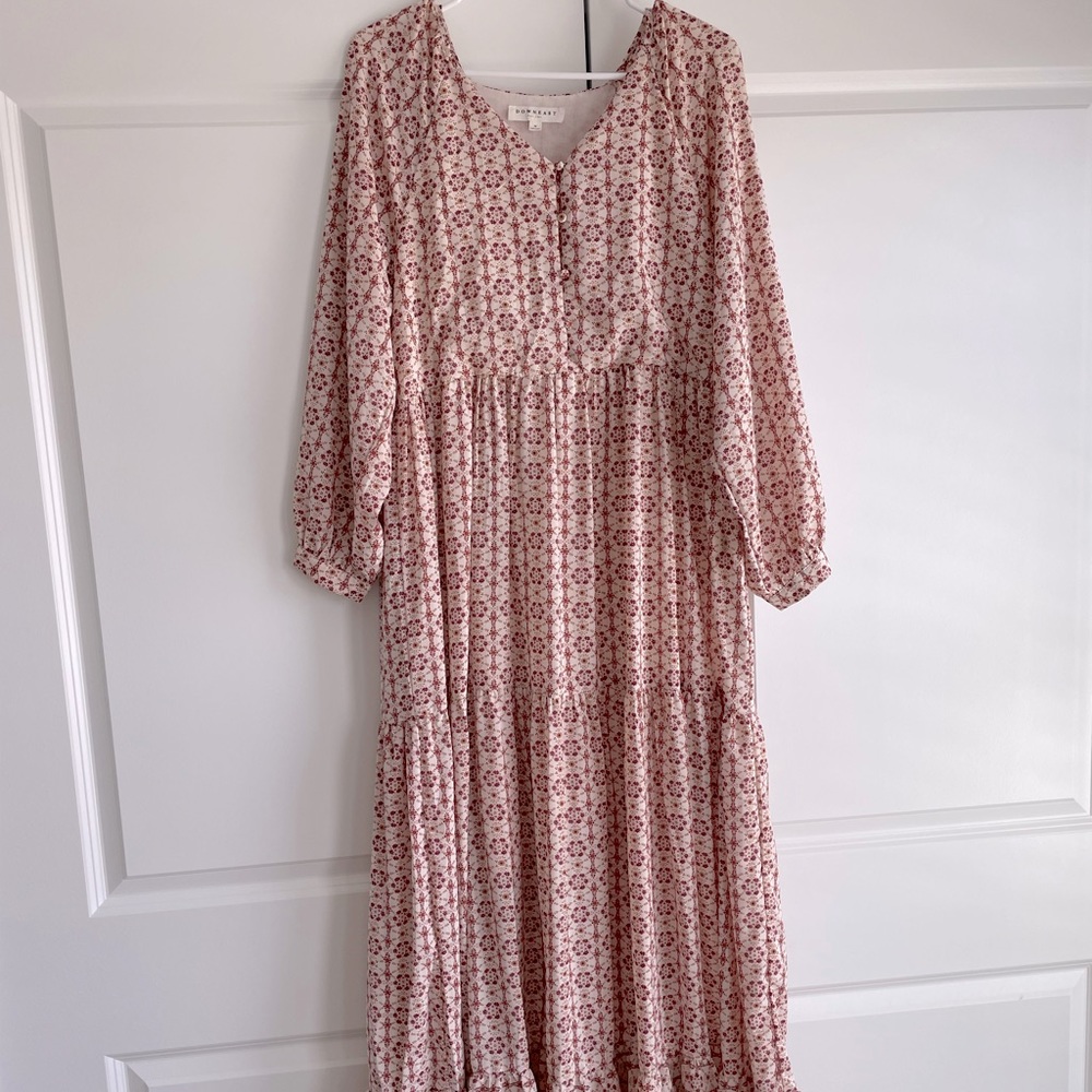 Downeast red and cream patterned dress